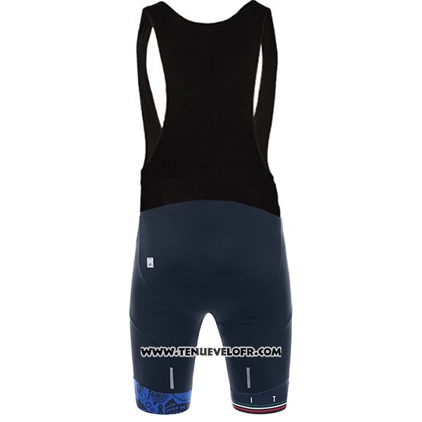2017 Maillot Ciclismo Italie Noir et Bleu Manches Courtes et Cuissard